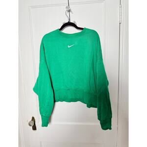 Nike Phoenix Fleece Green Crewneck Boxy Cropped Logo Sweatshirt Women's Large